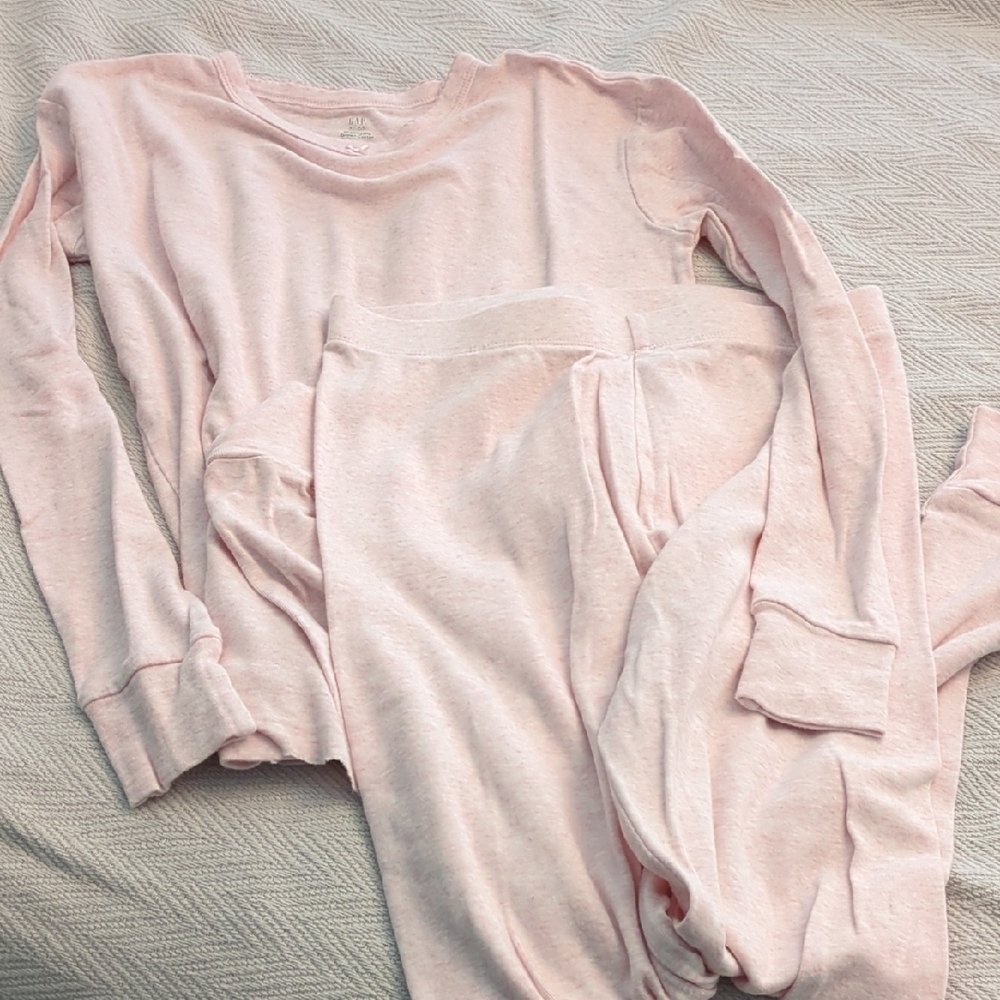 GAP Light Pink Two-Piece Long Sleeve Organic Cotton Soft Pajama Set Girls Sz 14